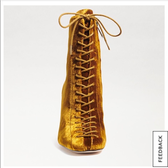carney lace up velvet booties